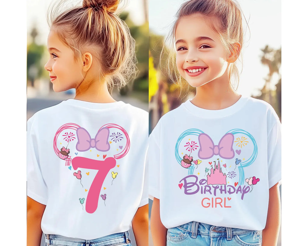 Personalized birthday girl shirt with custom age on the back